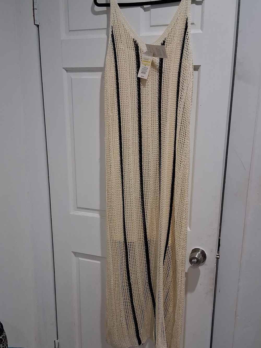 a new day Cream Maxi Cover-Up Dress with Black Stripes